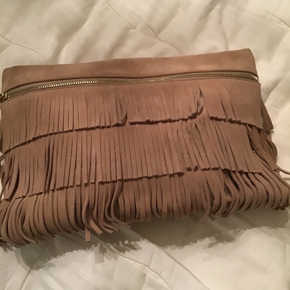 BCBG   Suede Tan Clutch